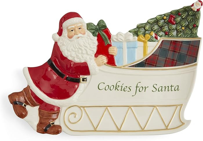 Spode Christmas Tree Sleigh Figural Cookies for Santa Platter - 12-Inch Holiday Serving Plate for... | Amazon (US)