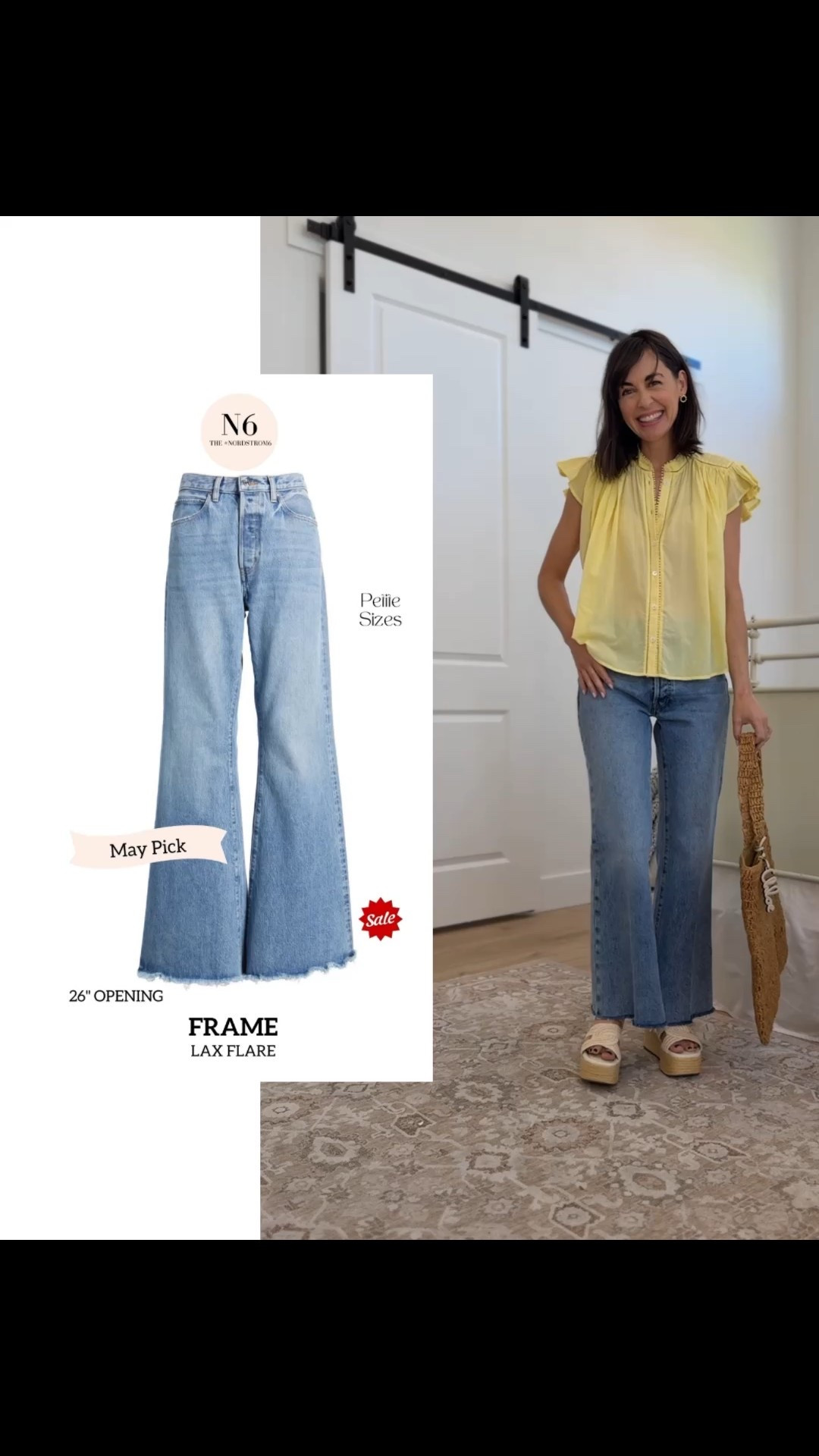 The Nordstrom 6 are shopping experts every month we choose jeans that fit us all and fit 9/10 women- This wide flare leg style is on sale in some colors and comes in petite proportions with a low rise to match 