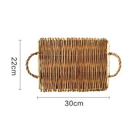 Bread Fruit Rattan Storage Tray Round Storage Baskets with Handle Hand-Woven Rattan Tray Wicker Bask | Walmart (US)