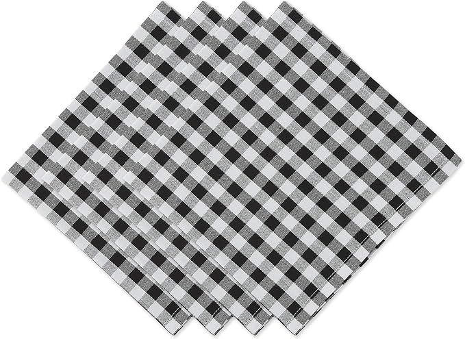 DII Gingham Check Tabletop Collection, Black, Napkin Set | Amazon (US)