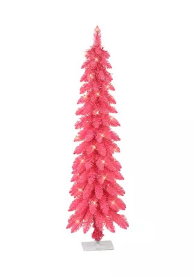 Puleo International 4-foot Pre-Lit Pink Artificial Alpine Pencil Tree 136 Tips 50 Clear Lights | Belk