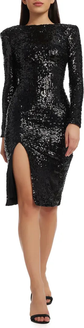 Dress the Population Natalie Sequin Long Sleeve Body-Con Midi Dress | Nordstrom | Nordstrom