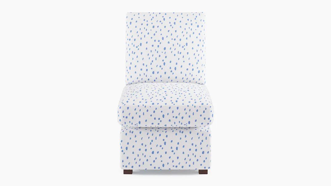 Blue Dalmatian Upholstered Custom Petite Slipper Chair | The Inside Furniture | The Inside