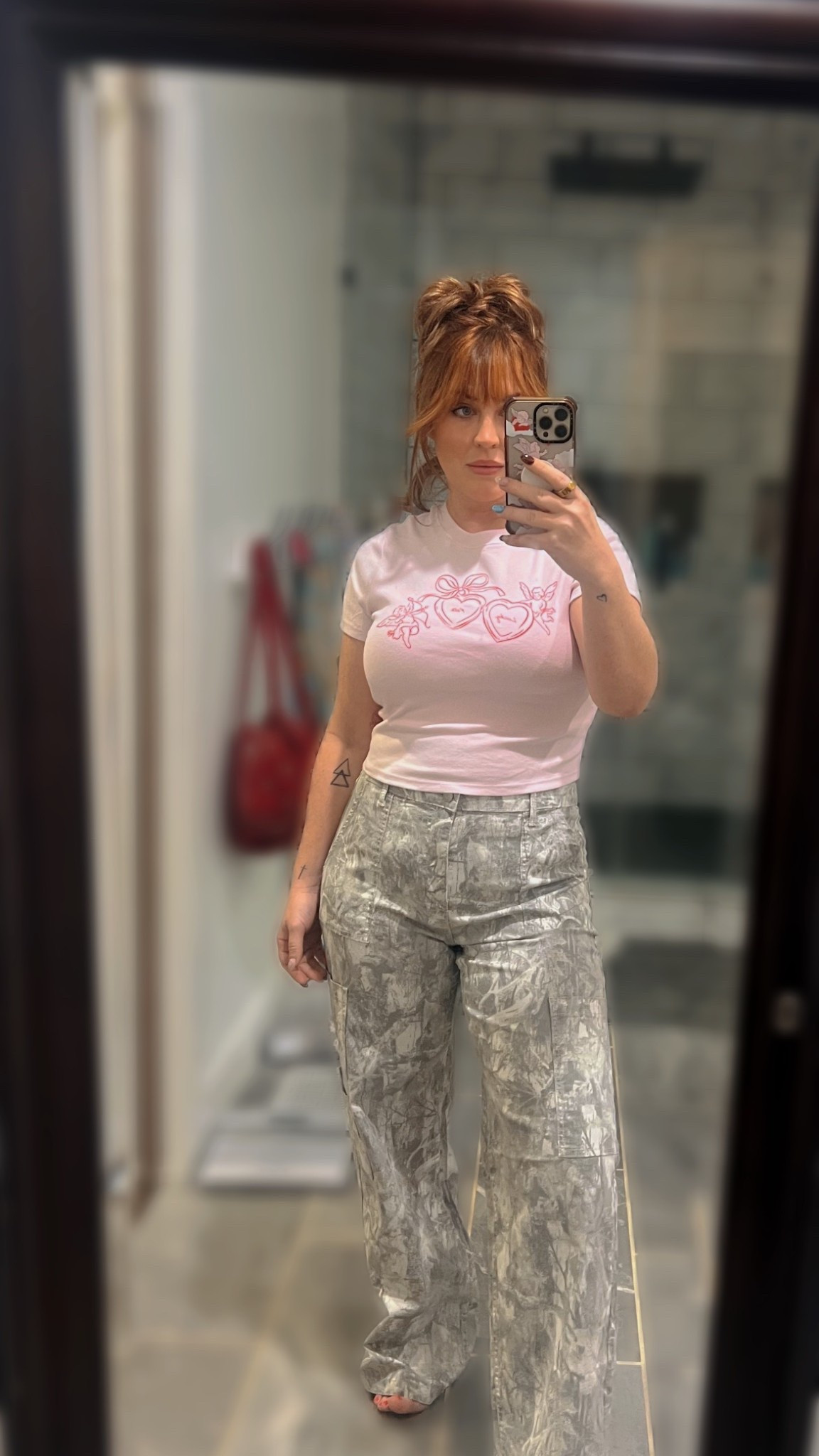 Walmart casual Valentine’s Day outfit 💕 This pink graphic tee + lightweight comfy wide-leg pants are giving effortless cute! Add a chunky sweater and ballet flats or sneakers and you’re ready for a casual date night, school party, or errands. Budget-friendly & midsize-mom approved! 

#LTKmomlife #LTKootd #LTKMidsize