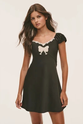 Tween Karola Lace Bow Mini Dress BLACK / 8 | LoveShackFancy