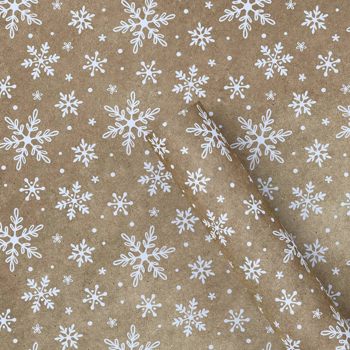 30" 20 sq ft Christmas Roll Wrap White Snowflakes on Brown Kraft - Wondershop™ | Target