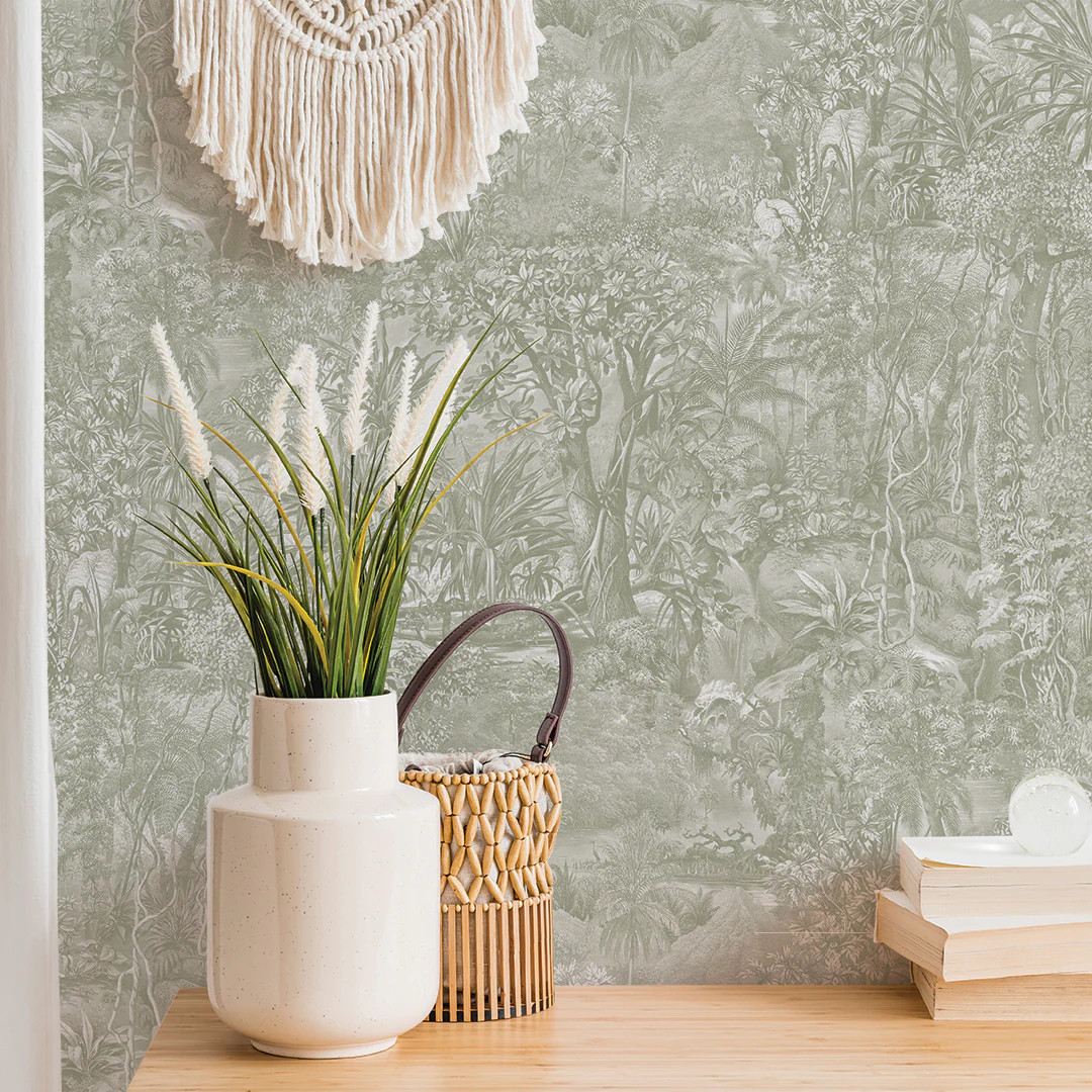 Jungle Toile Peel and Stick Wallpaper | Tempaper