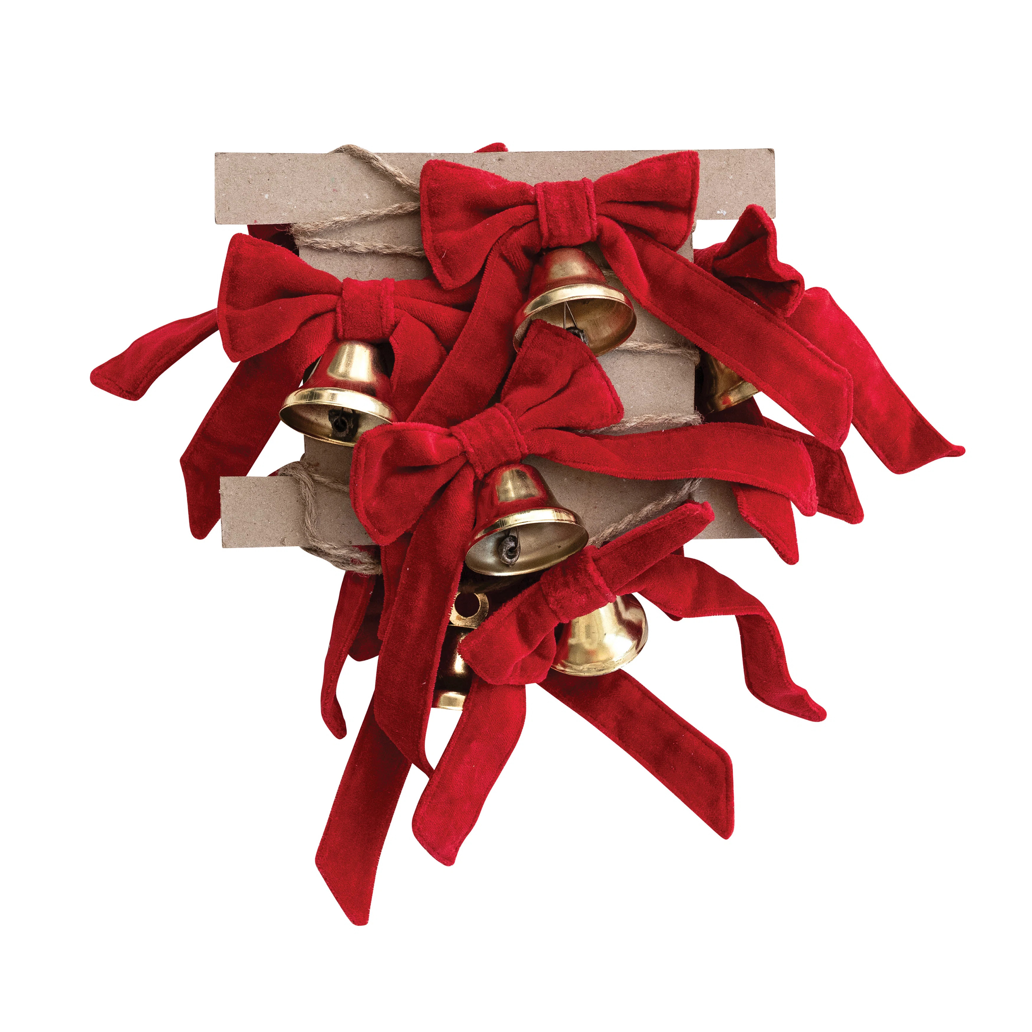 Metal Bell Garland with Cotton and Jute Bows Red Accents | Wayfair North America
