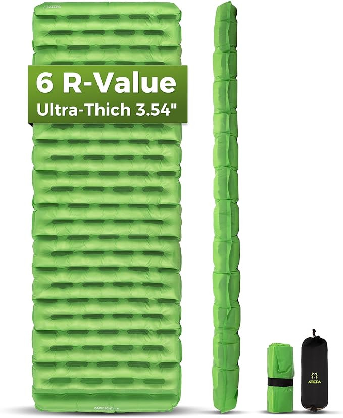 ATEPA ThermAir Backpacking Sleeping Pad, 6 R-Value Insulated Ultralight Inflatable Sleeping Pad F... | Amazon (US)
