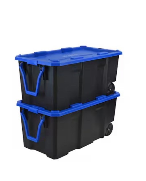 XLarge Storage Bins with Wheels 
The Kobalt Heavy-Duty Tote is designed for tough environments with its durable polypropylene construction and modern, weather-resistant design. Perfect for jobsites, outdoor adventures, or home storage, this tote features a secure, lockable blue lid with zip tie and padlock holes for added protection. ✨

#LTKHome #LTKmomlife #LTKTravel