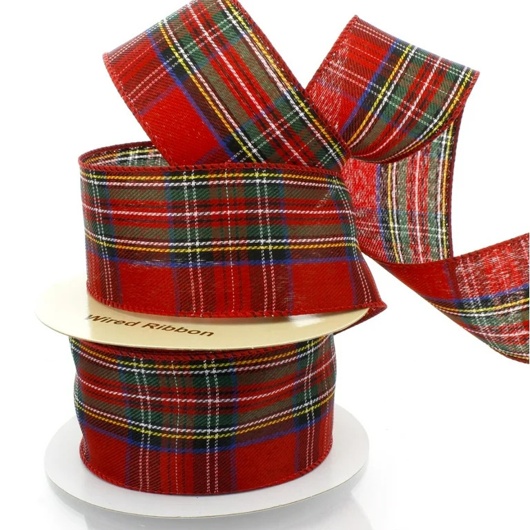 Ribbon Traditions Vintage Red / Blue Plaid Flannel Wired Ribbon 2 1/2" By 10 Yards - Walmart.com | Walmart (US)
