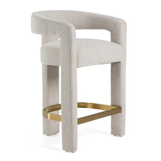 Modrest Adam Modern Beige Fabric & Brass Counter Chair - Bed Bath & Beyond - 41830498 | Bed Bath & Beyond