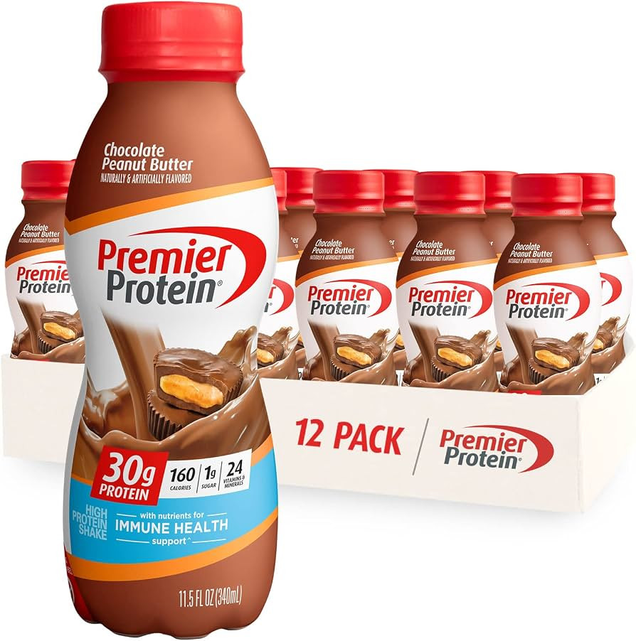 Premier Protein Shake, Chocolate Peanut Butter Liquid, 30g Protein, 1g Sugar, 24 Vitamins & Miner... | Amazon (US)