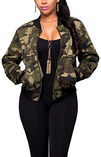 VisiChenup Camouflage Jacket for Women Lightweight Casual Camo Coat Long Sleeves With Pockets Zipper | Amazon (US)
