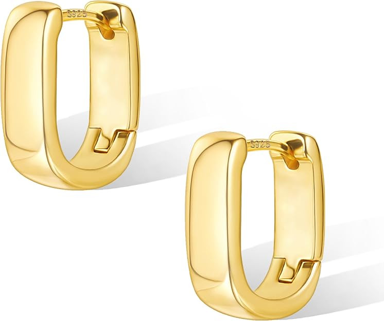 Small Chunky Silver Earrings for Women Trendy,Gold Small Hoop Earrings Hypoallergenic Earrings Sm... | Amazon (US)