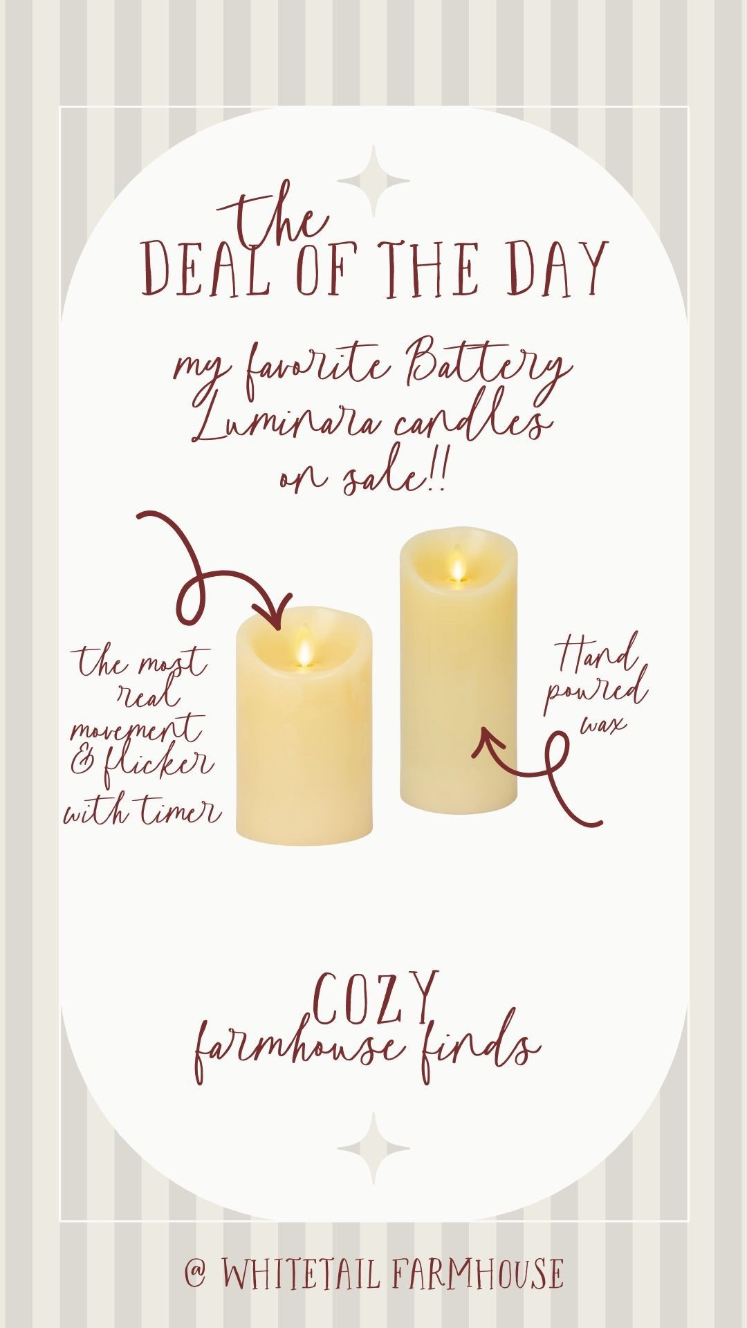 Limited deal sale!! ⚡️
Luminara is the original creator of the most real like movement in battery operated candles. 🕯️ All my candles are in ivory, not white. 



#entertaining #hosting #Christmas

#LTKHome #LTKFindsUnder100 #LTKHoliday