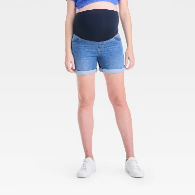 Over Belly High-Rise Maternity Jean Shorts - Isabel Maternity by Ingrid & Isabel™ Medium Wash 2: Stretch Denim, Pull-On Style | Target