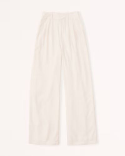 Women's Tailored Linen-Blend Wide Leg Pants | Women's Bottoms | Abercrombie.com | Abercrombie & Fitch (US)