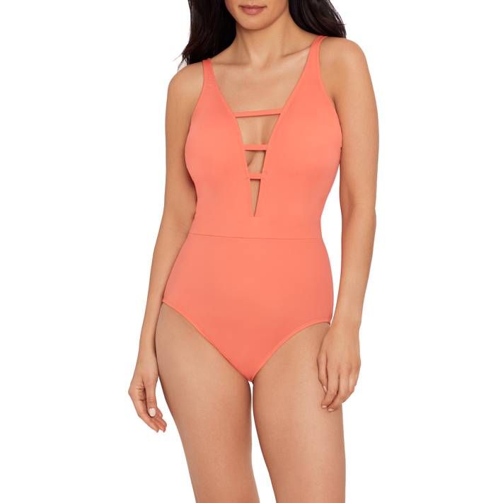 Time and Tru Women's V Strappy Front One Piece Swimsuit | Walmart (US)