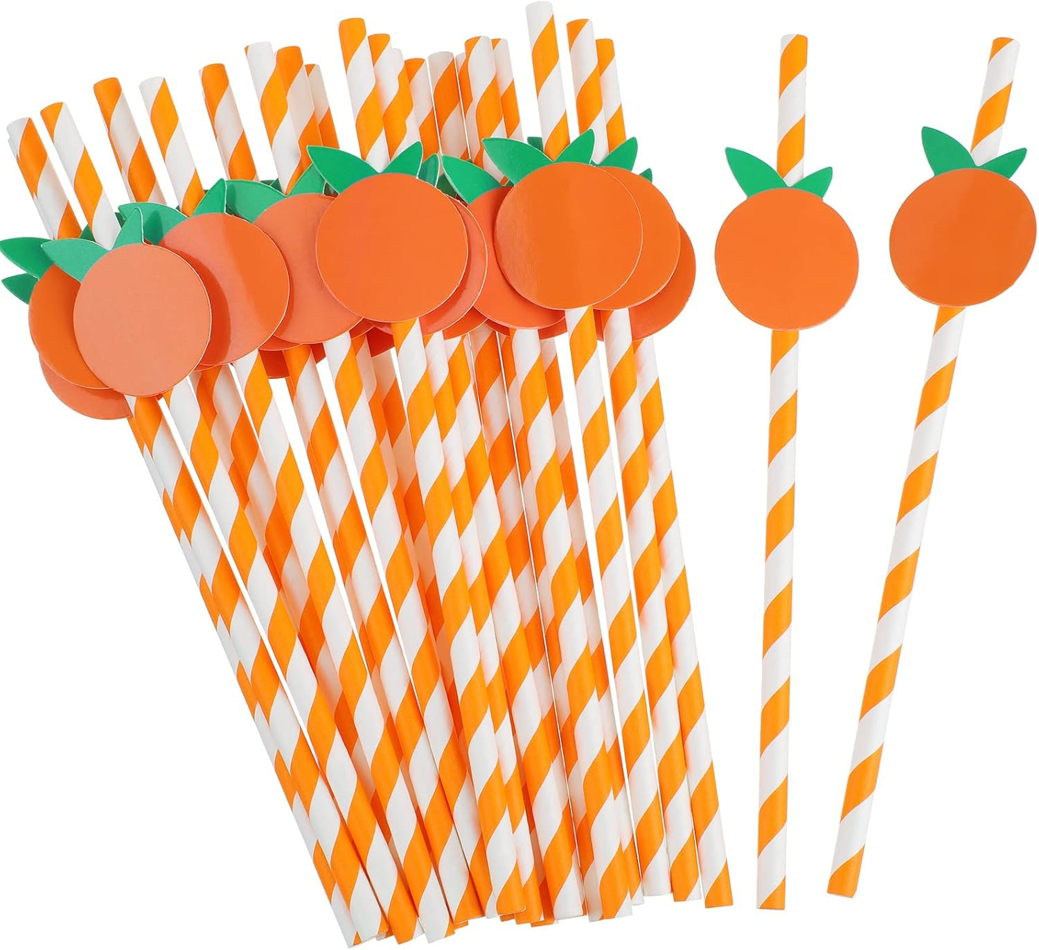 100 Pcs Orange Paper Straws Little Cutie Baby Shower Straws Orange Fruit Straws Disposable Drinki... | Amazon (US)