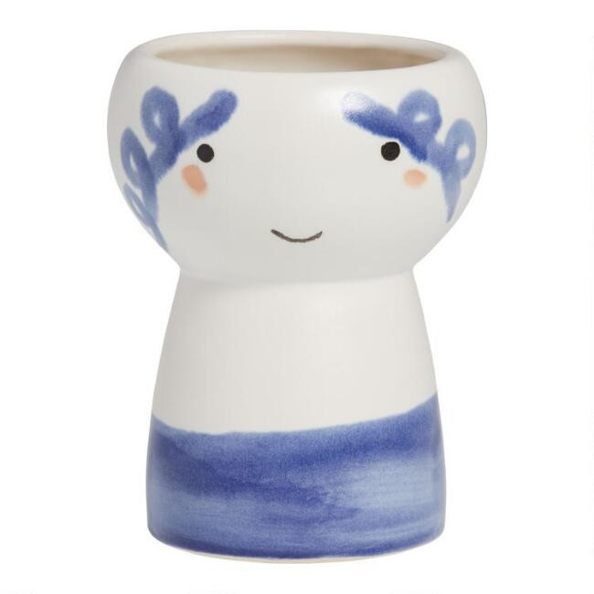 White And Blue Aegean Goddess Planter | World Market