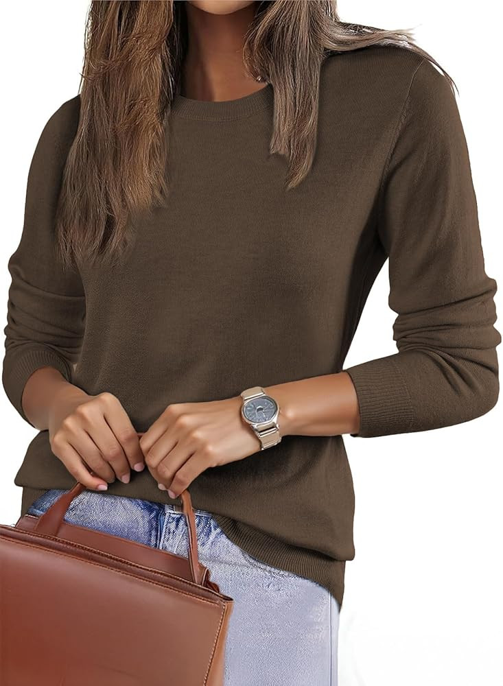 EVALESS Fall Sweaters for Women 2025 Trendy Wool Blend Sweaters Long Sleeve Crewneck Fall Outfits... | Amazon (US)