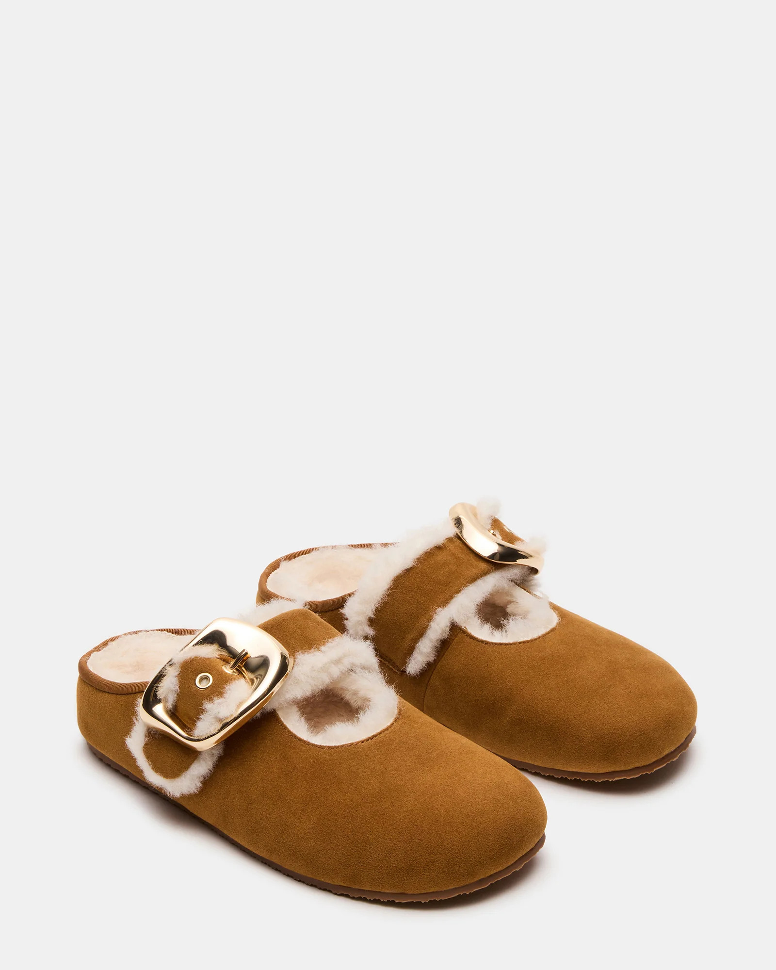 CLOUDY Chestnut Slip-On Mule Mary Jane Faux Fur Women's Flat | Steve Madden (US)