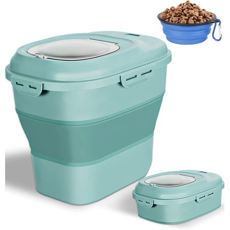 Collapsible Dog Food Storage Container 30 Lb Pet Cat Pantry Plastic Large Containers Bin with Wheels | Walmart (US)
