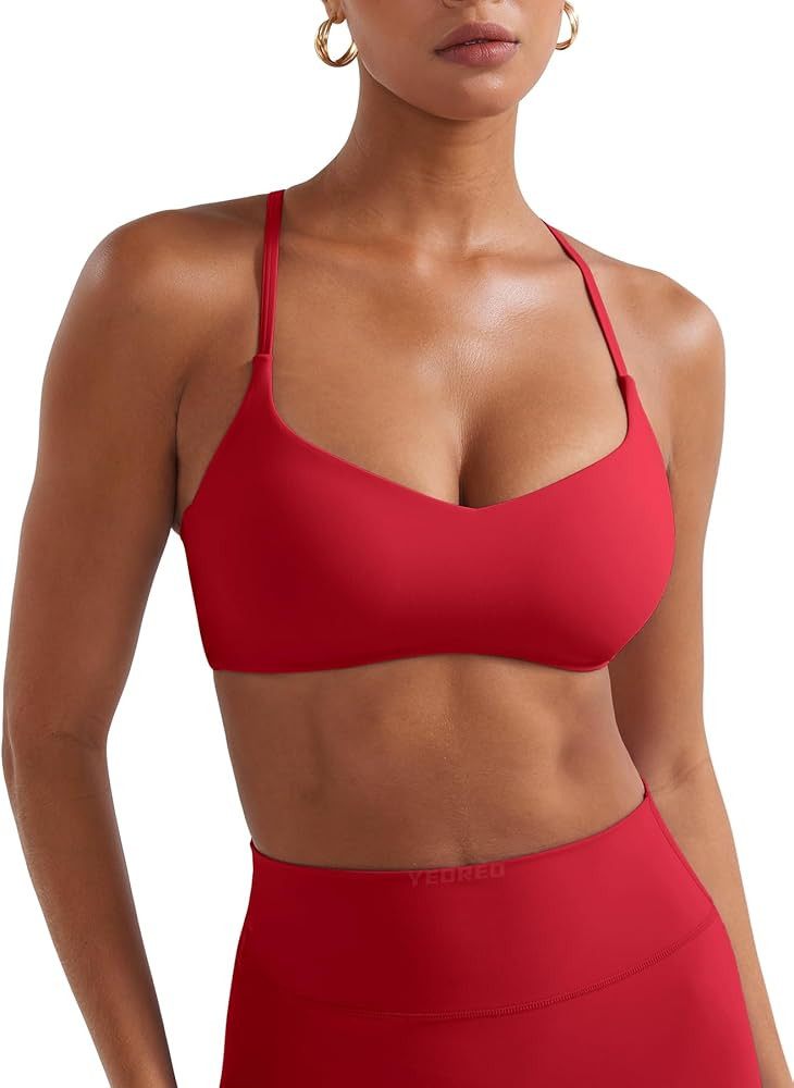 YEOREO Y Back Sports Bras for Women Padded Racerback Bra Paisely Light Impact Adjustable Straps G... | Amazon (US)