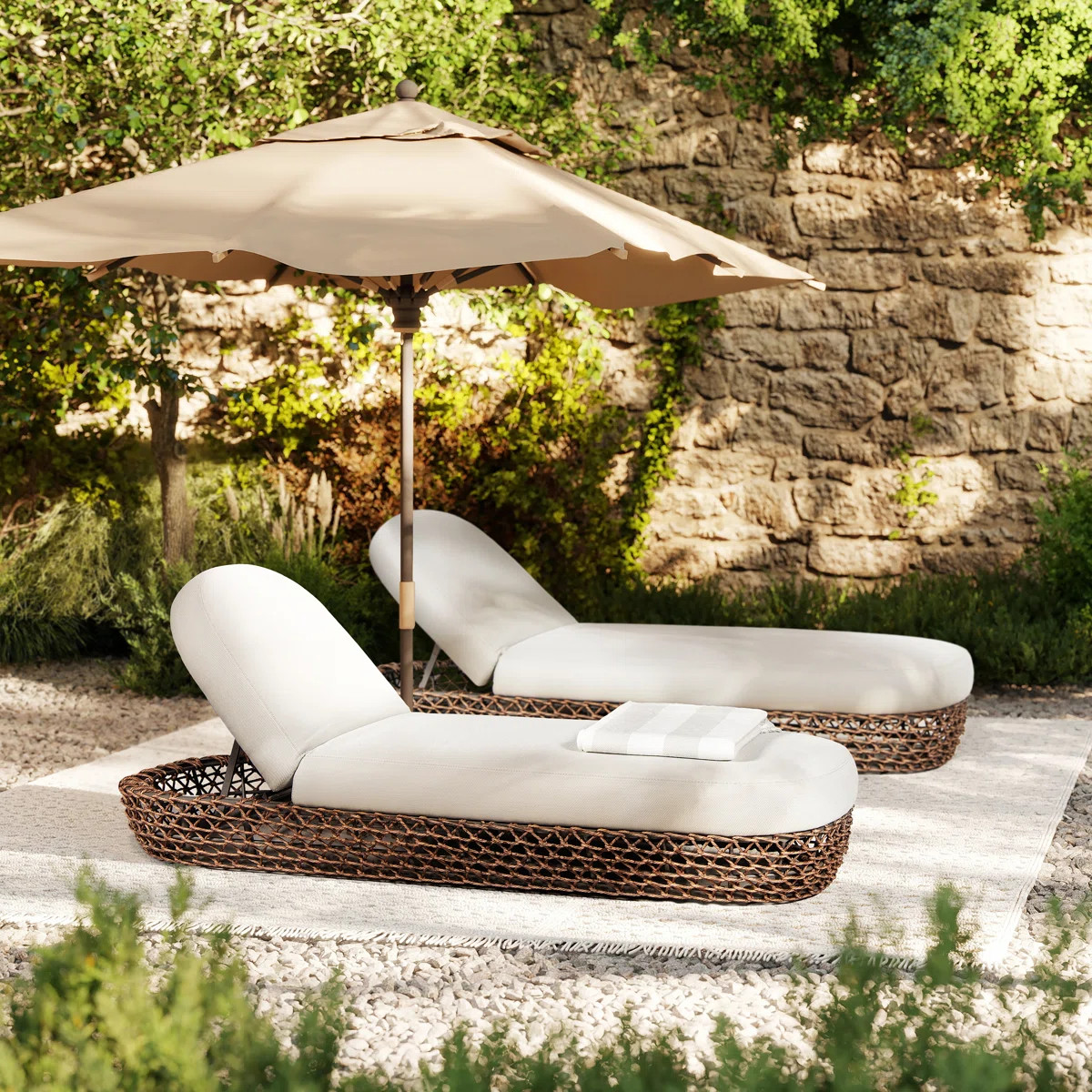 Demars 80.5" Sunbrella Upholstered Woven Patio Lounger | Wayfair North America