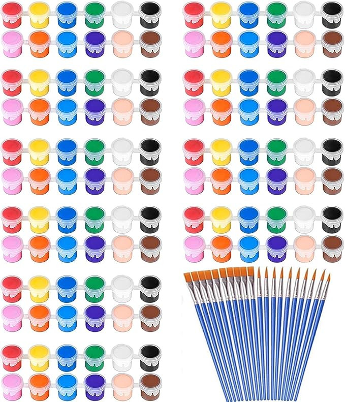 145 Pcs Mini Acrylic Paint Set for Kids, 12 Colors Washable Acrylic Paint Strip with 5 Paint Tray... | Amazon (US)