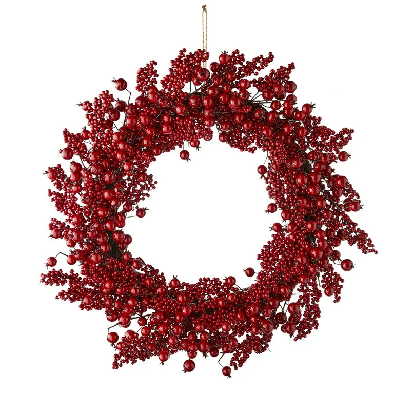 Red Berry Christmas Wreath, 24 in, by Wivi | Walmart (US)