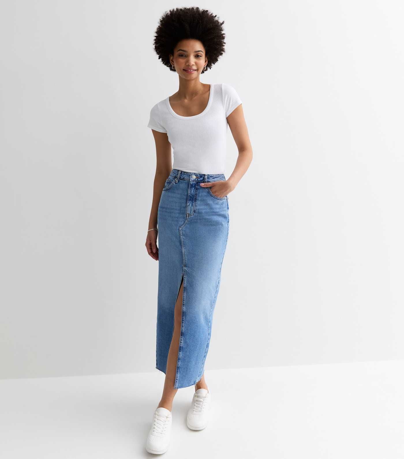 Tall Blue Denim Midi Skirt | New Look | New Look (UK)