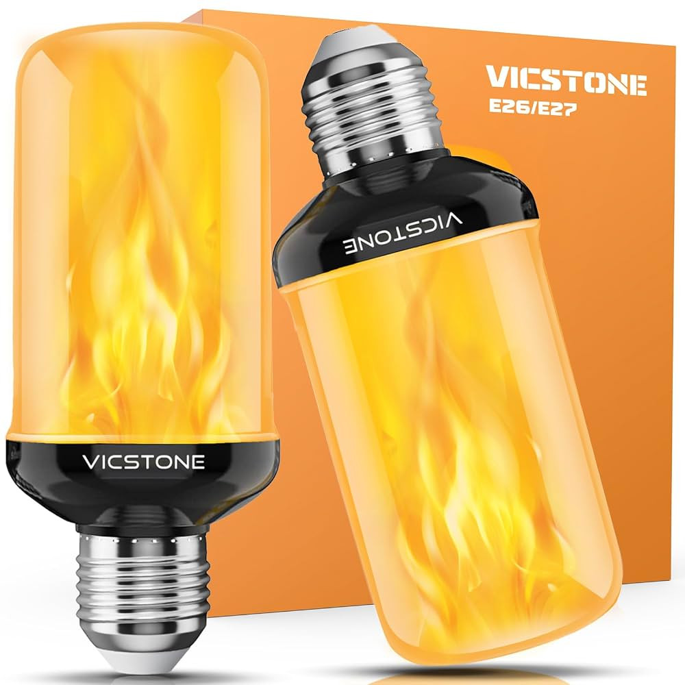 Vicstone Upgraded LED Flame Light Bulbs, 4-Mode Flickering Light Bulbs with Upside Down Effect, E... | Amazon (US)