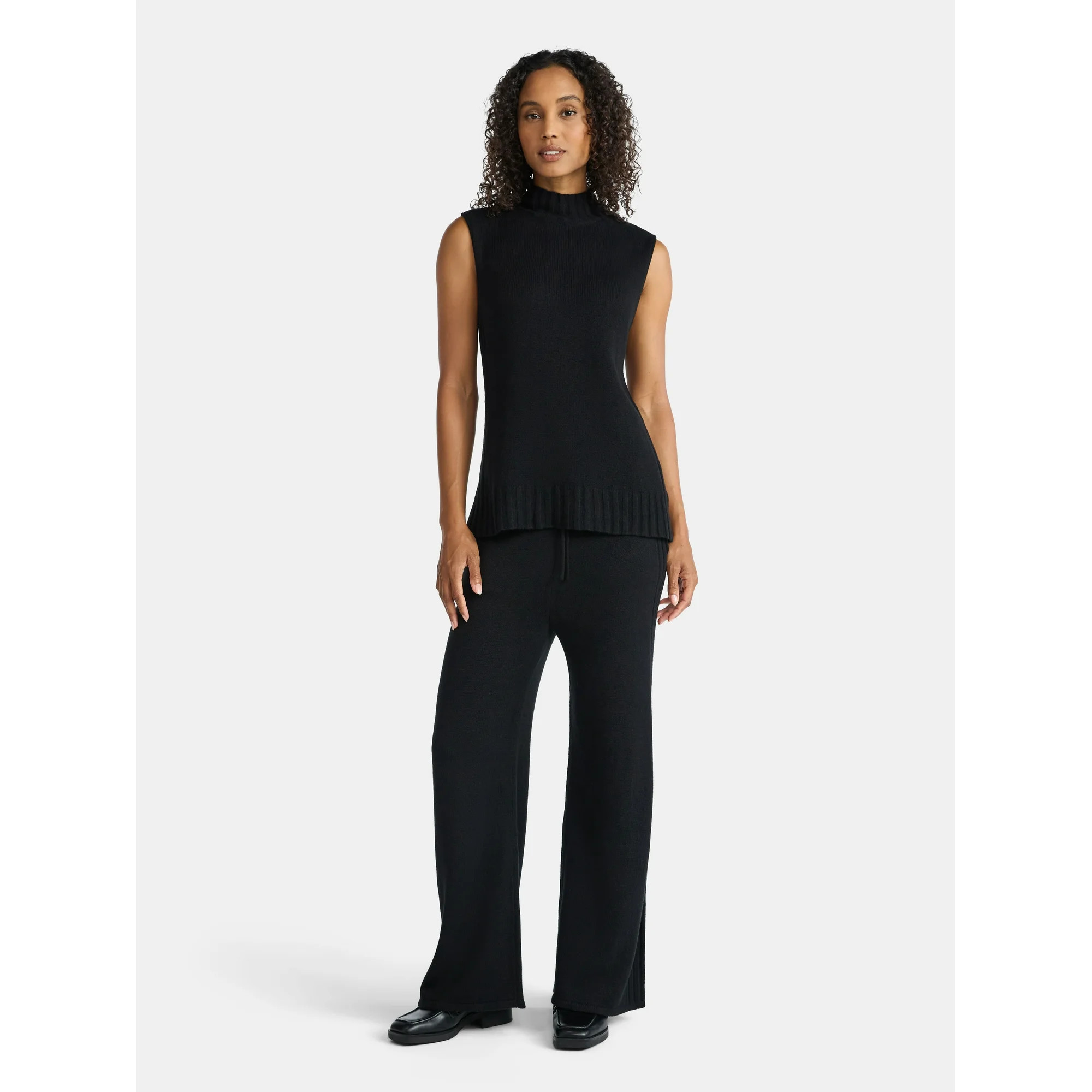 Time and Tru Women's Sleeveless Turtleneck Top and Pants Sweater Outfit Set, 2-Piece, Sizes XS ... | Walmart (US)