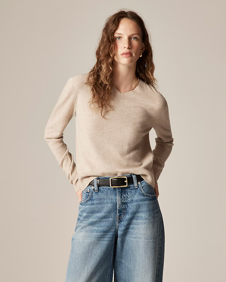 Cashmere high V-neck sweater | J. Crew US