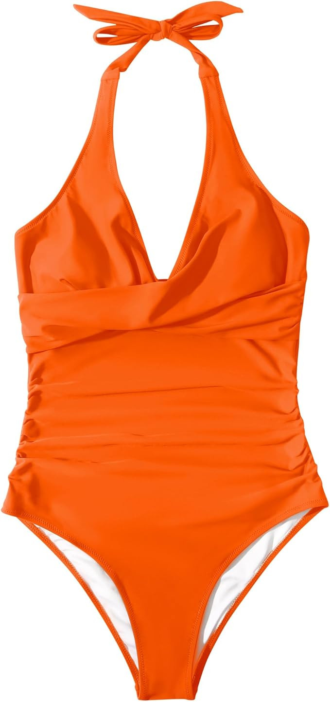 SUUKSESS Women Sexy Tummy Control One Piece Swimsuits Halter Push Up Bathing Suits | Amazon (US)