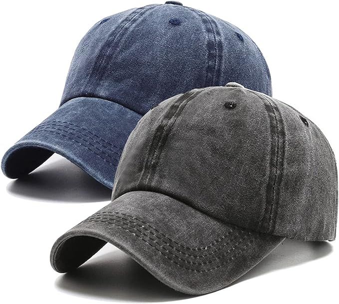 PFFY 2 Packs Vintage Washed Distressed Baseball Cap Golf Dad Hat for Men Women | Amazon (US)