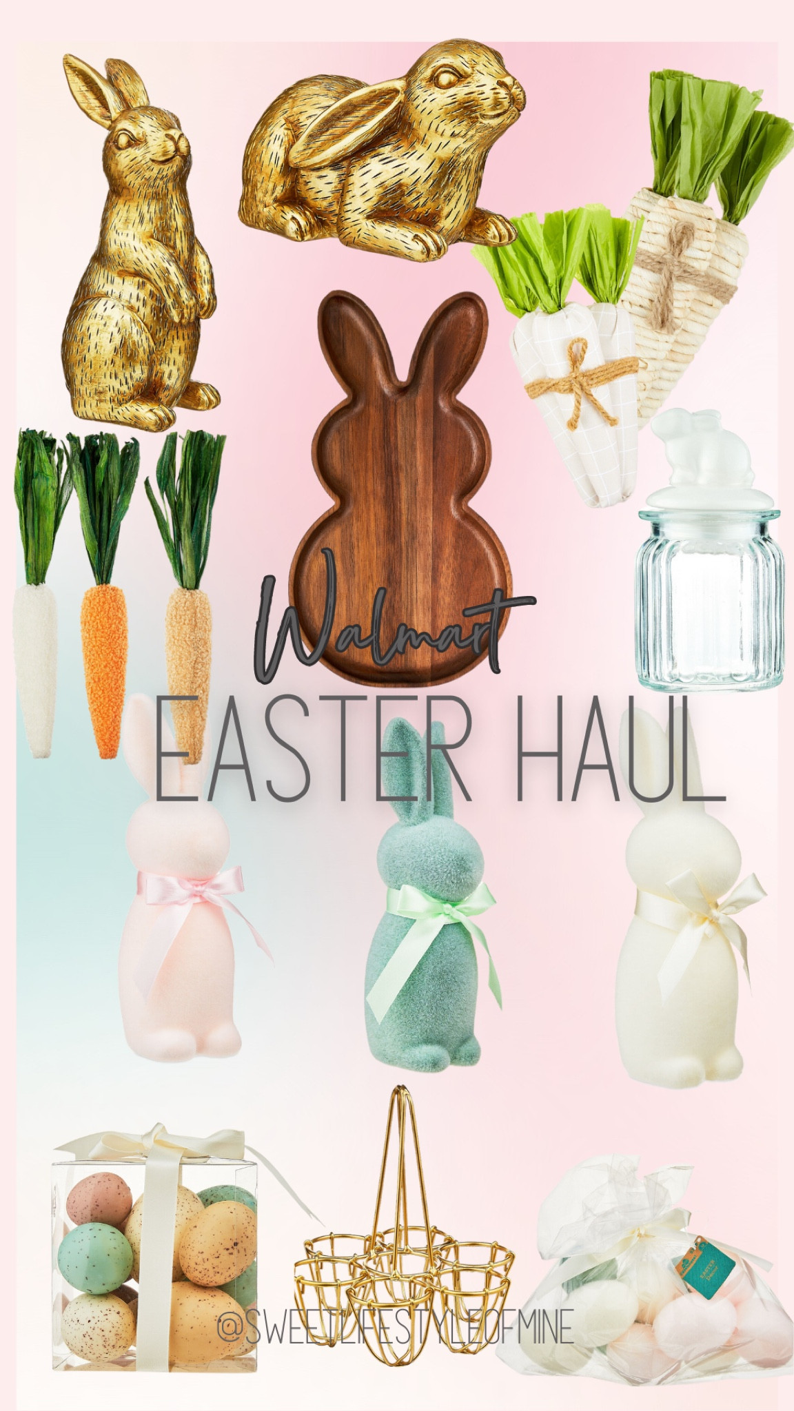 Walmart Easter Haul perfect for spring decor & gift giving. Gold Bunny, Flocked bunny, bunny board, sherpa carrots and more! 
	#WalmartEaster
	#EasterAtWalmart
	#WalmartFinds
	#WalmartDeals
	#EasterShopping

#LTKSeasonal #LTKU #LTKhome