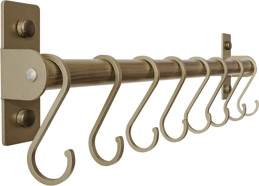 Dseap Kitchen Utensil Holder Hanger, Pot and Pan Rack wall Mounted, Kitchen Rail with 8 Hooks for... | Amazon (US)