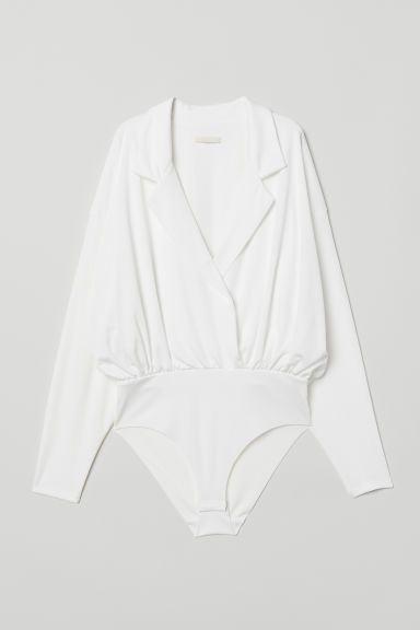 H & M - Long-sleeved Bodysuit - White | H&M (US + CA)