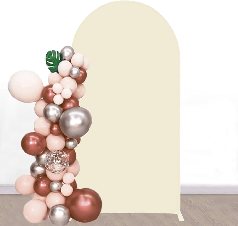 7.2 FT Ivory Arch Backdrop Cover Fitted Spandex Wedding Arch Backdrop Fabric Covers for Reception... | Amazon (US)