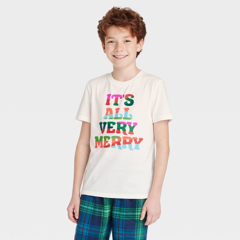 Kids' Holiday Very Merry Matching Family Pajama T-Shirt - Wondershop™ Cream | Target