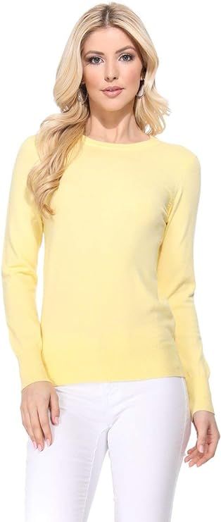 YEMAK Women's Knit Sweater Pullover – Long Sleeve Crewneck Basic Classic Casual Knitted Soft Li... | Amazon (US)