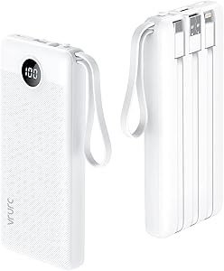 VRURC Portable Phone Charger with Built-in Cables, 10000mAh USB C Power Bank, LED Display Slim Po... | Amazon (US)