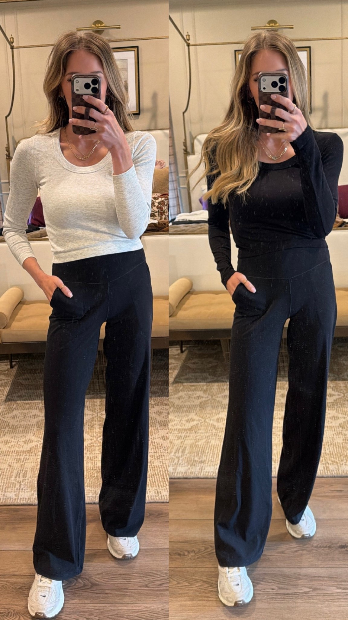 Love these tops and leggings! Wearing med tops and small bottoms. 