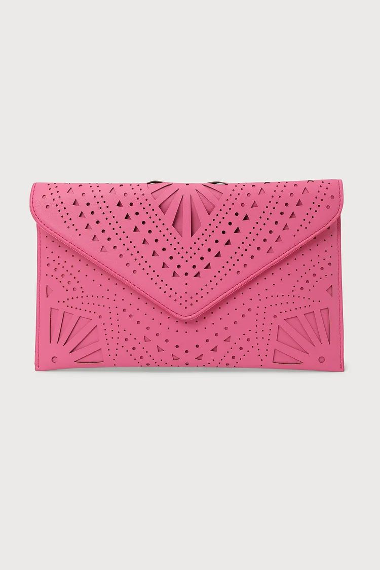 Chic Update Hot Pink Laser Cut Envelope Clutch | Lulus (US)