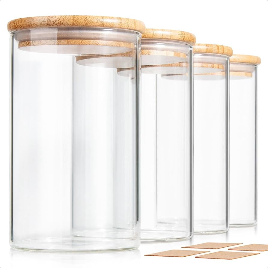 COCOYA 950mL Glass Jars with Bamboo Lid Set, 4Pack UPGRADE Thick Glass Pantry Storage Canisters K... | Amazon (CA)