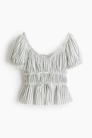 H & M - Puff-Sleeved Top - White | H&M (US + CA)