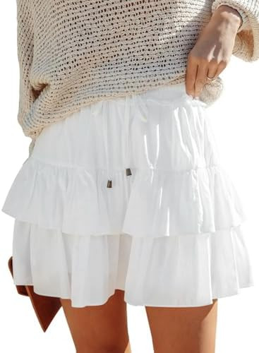 Aoudery Flowy Shorts for Women Boho Ruffled Tiered Skorts Casual High Waist Mini Skirts Tennis Go... | Amazon (US)